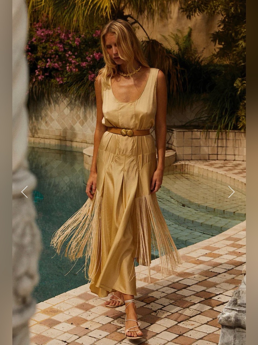 Chasing Unicorns Another Star Silk Fringe Dress NWT XS Dark Sapphire - Picture 4 of 7